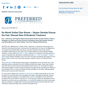 dentist,dentists,dayton,six month smiles,clear,braces,orthodontic,treatment,preferred family dental,dr,j Otis hurst, Amar Mistry